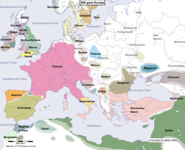 Karte Europas im Jahre 800